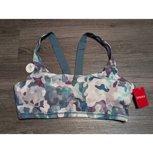 SPANX‎ Printed Low Impact Sports Bra Medium M Camo Yoga Workout Activewear